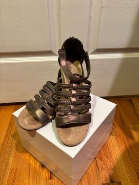 Kim Rogers Metallic Bronze Multi-Strap Sandals